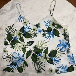 Banana republic ivory floral spaghetti strap tank, double lined. Size XL